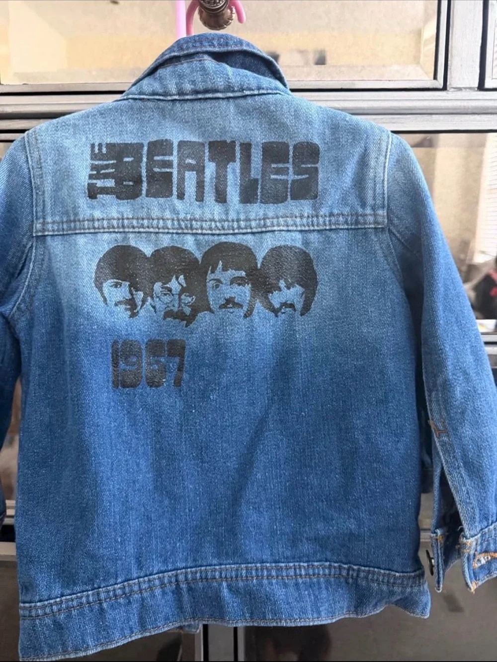 Kids Blue Denim Jacket with Union Jack Patch - Casual Button-Front